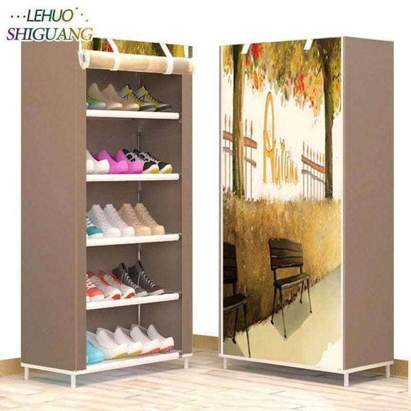 Planet Gates Pink dot Shoe cabinet 6-layer 5-grid Non-woven fabrics large shoe rack organizer removable shoe storage for home furniture