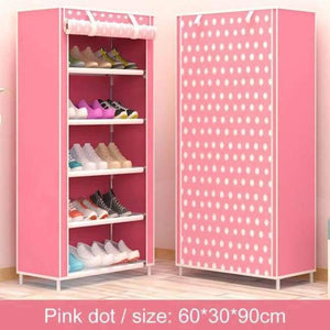 Planet Gates Pink dot Shoe cabinet 6-layer 5-grid Non-woven fabrics large shoe rack organizer removable shoe storage for home furniture