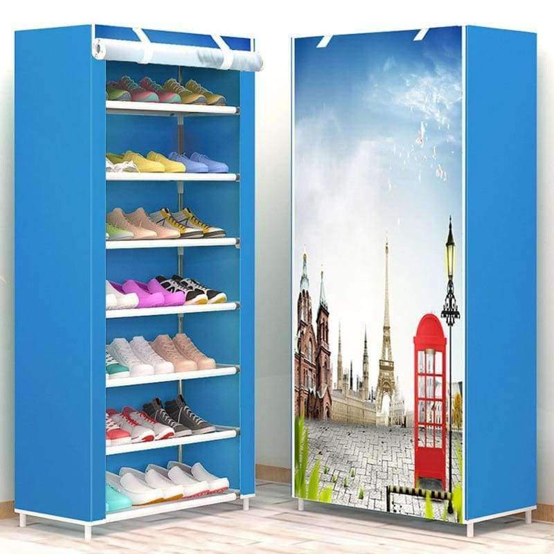 Planet Gates Pink dots New style Shoe rack 8-layer 7-grid Non-woven fabrics large shoes rack stand removable shoe storage for home furniture
