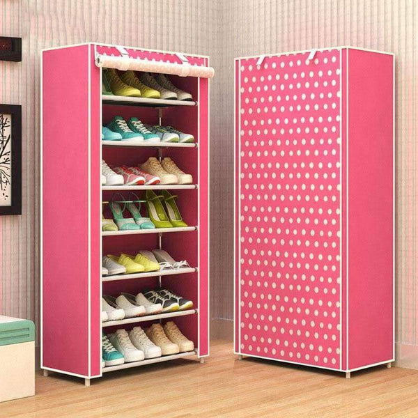 Planet Gates Pink dots Shoe rack 8-layer 7-grid Non-woven fabrics large shoes rack stand removable shoe storage for home Living room furniture