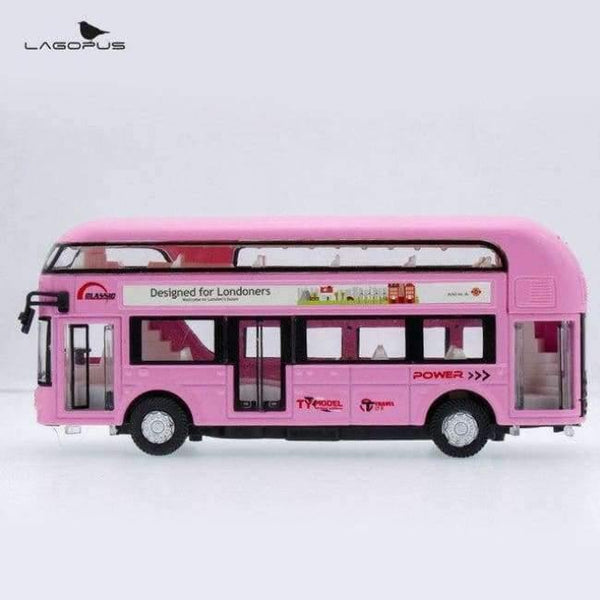 Planet Gates PINK Double-decker Bus Alloy Mini Model Car Toys Sightseeing Bus Vehicles Urban Transport Vehicles Commuter vehicles