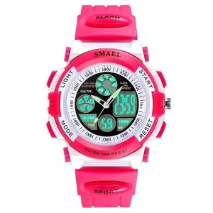 Planet Gates Pink Dual Girls Digital SMAEL LCD Digital Watches Children 50M Waterproof Wristwatches 0704 LED Student Watches Girls