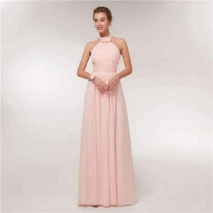 Planet Gates Pink E / 2 Emily Bridesmaid Dresses 2018 Chiffon Long Pink  A-Line Sleeveless Wedding Party Prom Girl Dresses Graduation