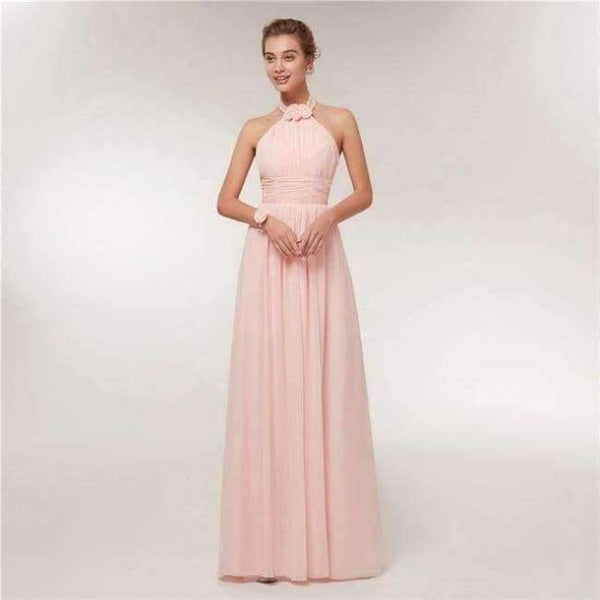 Planet Gates Pink E / 2 Emily Bridesmaid Dresses 2018 Chiffon Long Pink  A-Line Sleeveless Wedding Party Prom Girl Dresses Graduation