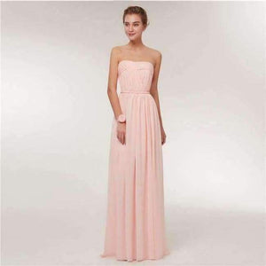 Planet Gates Pink F / 2 Emily Bridesmaid Dresses 2018 Chiffon Long Pink  A-Line Sleeveless Wedding Party Prom Girl Dresses Graduation