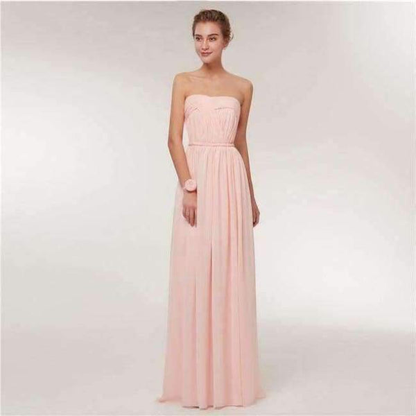 Planet Gates Pink F / 2 Emily Bridesmaid Dresses 2018 Chiffon Long Pink  A-Line Sleeveless Wedding Party Prom Girl Dresses Graduation