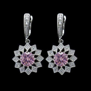 Planet Gates pink Fashion Blue Zircon Silver 925 Jewelry Hanging Drop Dangle Earrings For Women With Stones Free Gift drop ship