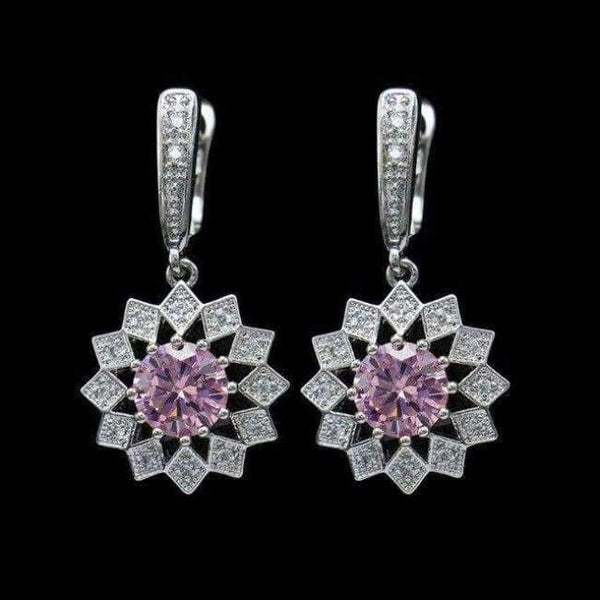 Planet Gates pink Fashion Blue Zircon Silver 925 Jewelry Hanging Drop Dangle Earrings For Women With Stones Free Gift drop ship