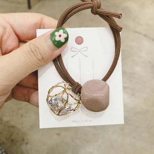 Fashion Crystal Square Hollow Elastic Hair Bands Pink Green Yellow Elastic Band Geometric For Women Rubber Hair Accessories Gift