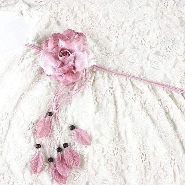 Planet Gates pink fashion flower string tassel women waist belts for dresses knot female ladies ceinture femme