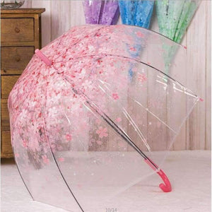 Planet Gates Pink Fashion Transparent Clear Umbrella Cherry Blossom Mushroom Apollo Princess Women Rain Umbrella Sakura Long Handle Umbrellas