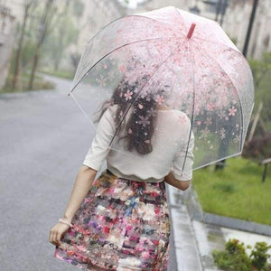 Planet Gates Pink Fashion Transparent Clear Umbrella Cherry Blossom Mushroom Apollo Princess Women Rain Umbrella Sakura Long Handle Umbrellas