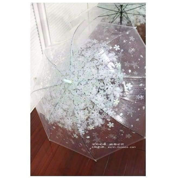 Planet Gates Pink Fashion Transparent Clear Umbrella Cherry Blossom Mushroom Apollo Princess Women Rain Umbrella Sakura Long Handle Umbrellas