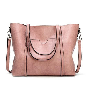 Planet Gates Pink Fashion Women Handbags Oil Wax PU Leather Large Capacity Tote Bag Casual Travel Bag