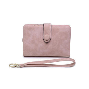 Planet Gates Pink Faux Suede Women Wallet Many Departments Short Trifold Card Holder Zipper Coin Purse Hasp Fashion Solid Female Purses Girls