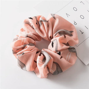 Floral Flamingo Solid Design Hairband Women Hair Accessories Hair Tie Scrunchie Ponytail Hair Holder Rope