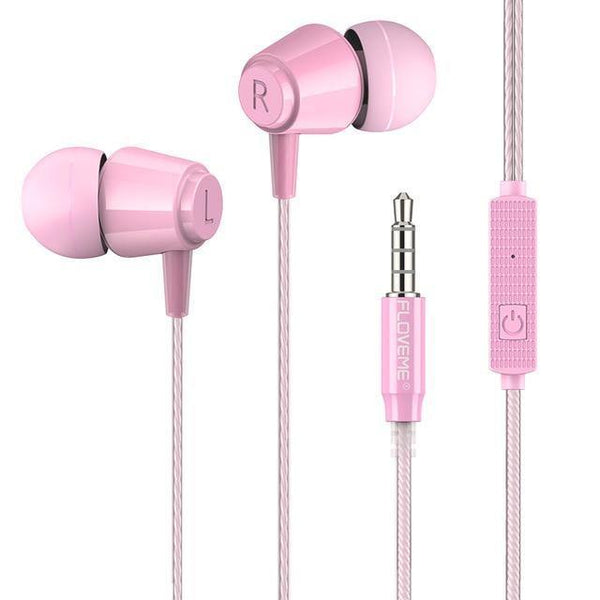 Planet Gates Pink FLOVEME 3.5mm Bass Earphone For Xiaomi Samsung In-Ear Sport Earphones With Mic For iPhone Headset Fone De Ouvido Auriculares MP3