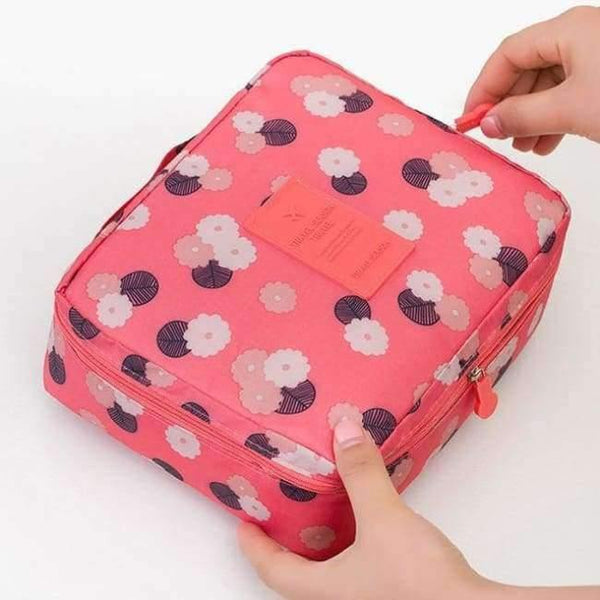 Planet Gates Pink Flowers Makeup bag Cosmetic bag Case Make Up Organizer Toiletry Storage Neceser Rushed Floral Nylon Zipper New Travel Wash pouch