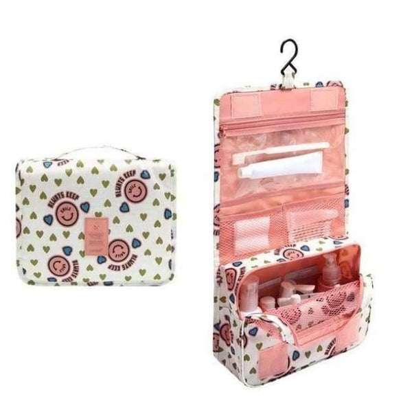 Planet Gates Pink flowers Portable Hanging Women Men Cosmetic Bag Waterproof Makeup Travel Organizer Beauty Make Up Bag Case Necessaries Cosmetics Storage