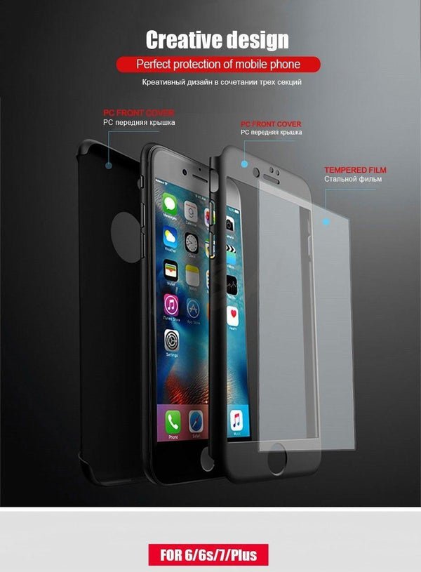 Planet Gates Pink / For iPhone 6 6s H&A Luxury 360 Degree Protection Full Cover Phone Case For iPhone 7 8 5 S SE Anti-knock Cover For iPhone 6 s 7 8 Plus Case Glass