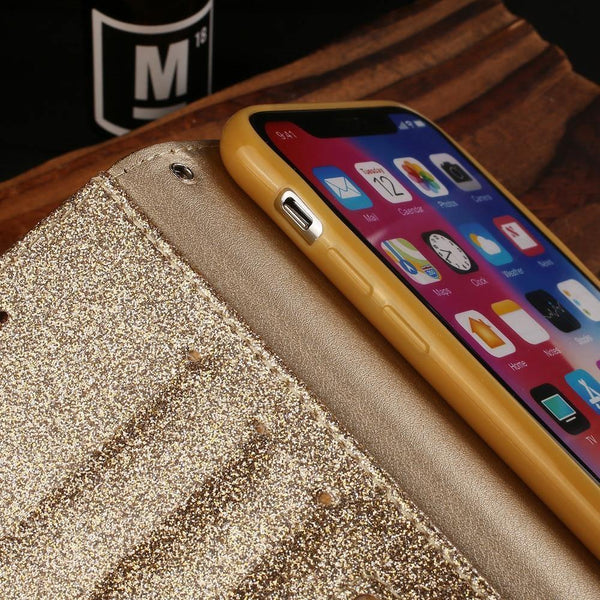 Planet Gates Pink / for iphone 6 6s Leather Cover Diamond Rhinestone Case For iPhone X XS Max XR Case Flip Wallet iphone 6 6S 7 8 Plus Phone Case