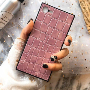 Planet Gates Pink / For iphone 6 6S TPU Leather Phone Case For iPhone X 6 7 8 plus XR XS XS MAX Fashion Square Crocodile Pattern Soft Phone Cover For iPhoneX