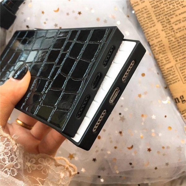 Planet Gates Pink / For iphone 6 6S TPU Leather Phone Case For iPhone X 6 7 8 plus XR XS XS MAX Fashion Square Crocodile Pattern Soft Phone Cover For iPhoneX