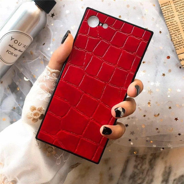 Planet Gates Pink / For iphone 6 6S TPU Leather Phone Case For iPhone X 6 7 8 plus XR XS XS MAX Fashion Square Crocodile Pattern Soft Phone Cover For iPhoneX