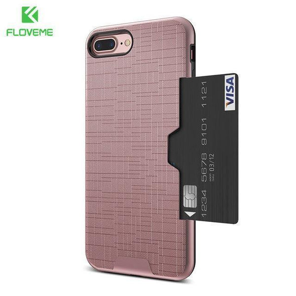 Planet Gates Pink / For iPhone 7 FLOVEME Card Slot Phone Case For iPhone 7 Luxury Wallet Mobile Accessories For iPhone 8 6 6s 7 Plus Cases For iPhone X XS MAX XR
