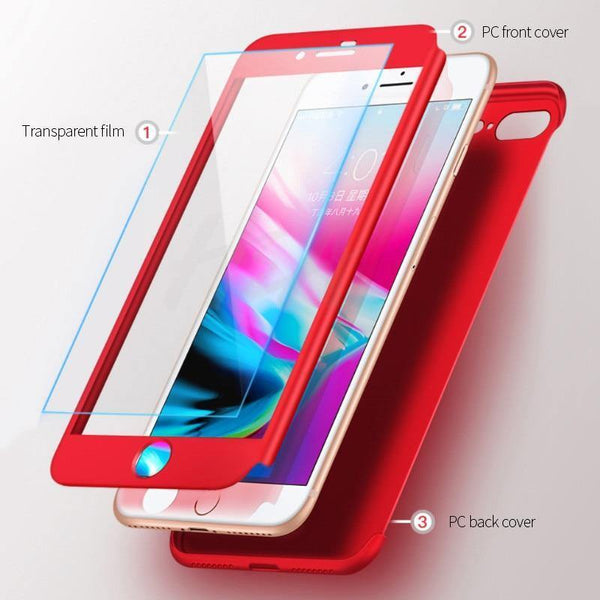 Planet Gates Pink / For iPhone X H&A 360 Full Cover Phone Case For iPhone X 8 6 6s 7 Plus 5 5s SE PC Protective Cover For iPhone 7 8 Plus Case Cover With Glass