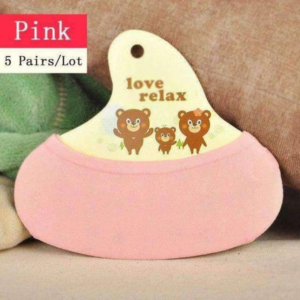 Planet Gates Pink / Free Size 5 Pairs/Lot Solid Color Short Ankle Women Socks Casual Non-slip Invisible Socks 10 Colors  New Fashion