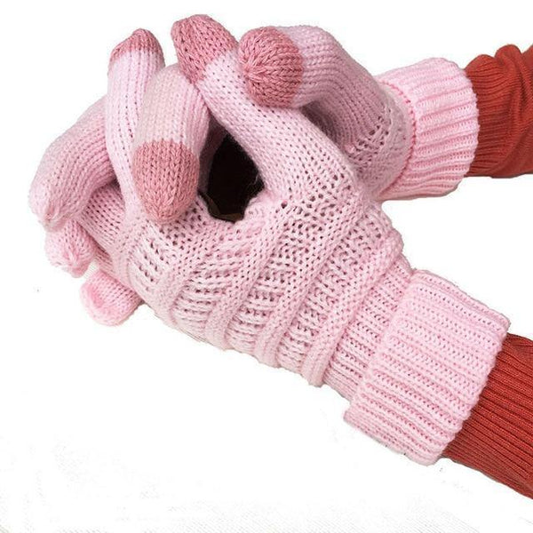 Planet Gates pink / free size for adult Winter Gloves Women Fashion Knit Handschoenen Guantes Finger Touch Screen Gloves Men Mittens