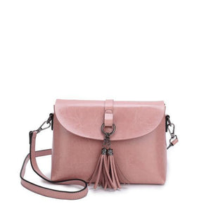 Planet Gates Pink Genuine Leather Women Crossbody Bag Fashion Tassel Messenger Bag Simple Design Small Female Shoulder Bag Women Purse
