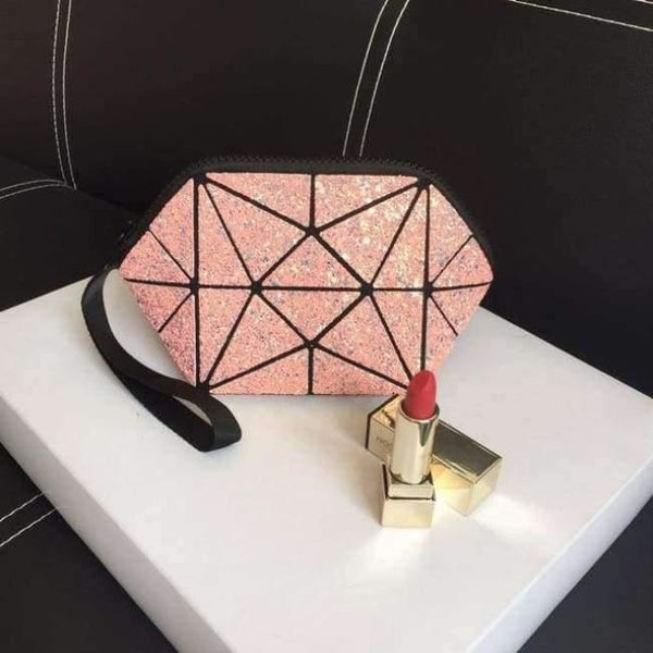 Planet Gates pink Geometric semi circle cosmetic bag for women toiletry bag fashional makeup bag brand