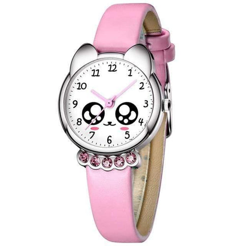 Planet Gates pink Girl Watch Kids Bling Cute Eyes Diamond Waterproof Genuine Leather Wristwatch Lovely Kid Children Watches Students Clock