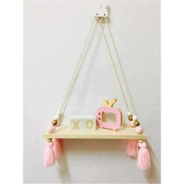 Planet Gates pink gold white Bedroom wall shelves DIY Original Wood Beads Wall Shelf Storage Shelves Organization swing shelves Home Decor