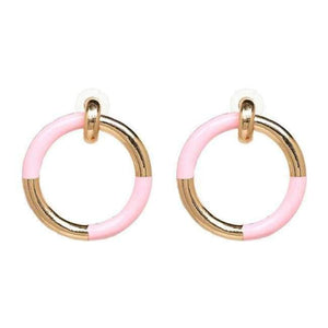 Planet Gates Pink JURAN Gold & White Colors Round Geometric Metal Drop Dangle Earring 2018 New Arrival Statement Earrings For Women Bijoux