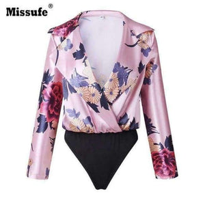 Planet Gates Pink / L 7 Farver Hak Elegant Blomsterprint Dame Bodysuits 2018 Sommer Casual Kort Jumpsuit Dame Overalls Fest Bodysuit