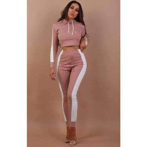 Planet Gates Pink / L Autumn Women Two Piece Set Tracksuit Outfits Sport Suits Woman 2 Piece Pants Sets Women Striped Hoodies Sweatshirt Crop Top