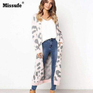 Planet Gates Pink / L Casual Long Sweater For Women Christmas Cardigan Lady's Sweaters Female Cardigan Autumn Pull Femme Hiver Winter Clothes