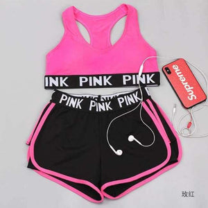 Planet Gates Pink / L New Vs Secret Pink Letter Bra & Brief Shorts Lounge Underwear Work Out Fitness Wirekless Y-line Sexy Push Up  Bra Sets