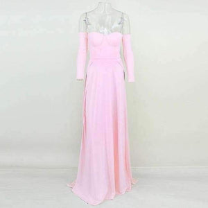 Planet Gates Pink / L Yissang High Split Sexy Dress Women Off Shoulder Autumn Maxi Long Dress 2018 White Backless Party Dresses Elegant Vestidos