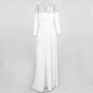 Planet Gates Pink / L Yissang High Split Sexy Dress Women Off Shoulder Autumn Maxi Long Dress 2018 White Backless Party Dresses Elegant Vestidos