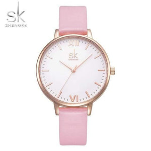Planet Gates pink Ladies Watches Leather Female Quartz Watch Women Thin Casual Strap Watch Reloj Mujer Marble Dial SK