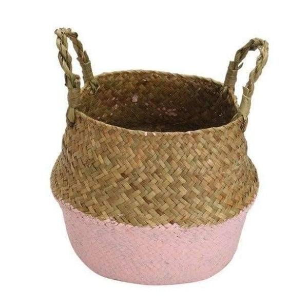 Planet Gates Pink Laundry Basket 22*19cm Folding Flower Pot Sea Grass Storage Hanging Vase Home Garden Planter Dirty Clothes Organization