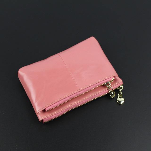 Planet Gates Leather Wallets Coin With Zipper Solid Women Wallet Genuine Cow Leather Small Luxury Brand Female Purse Fashion