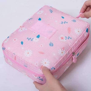 Planet Gates Pink leaves Makeup bag Cosmetic bag Case Make Up Organizer Toiletry Storage Neceser Rushed Floral Nylon Zipper New Travel Wash pouch