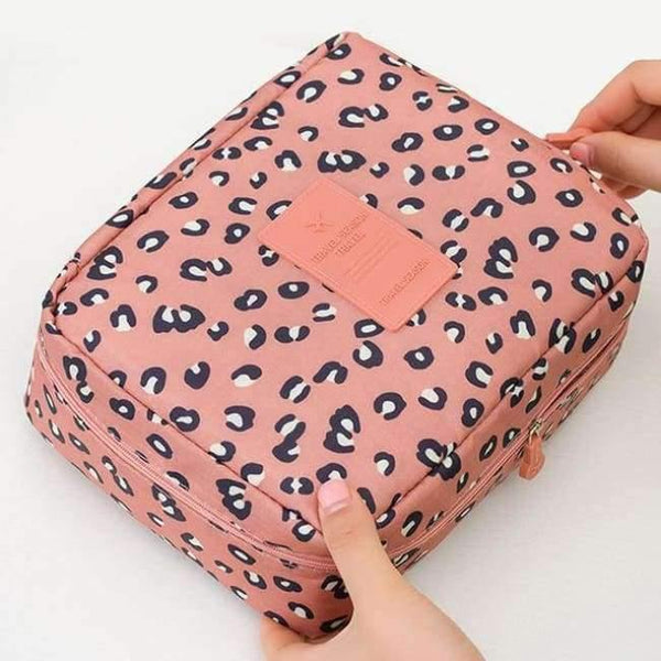 Planet Gates Pink Leopard Makeup bag Cosmetic bag Case Make Up Organizer Toiletry Storage Neceser Rushed Floral Nylon Zipper New Travel Wash pouch