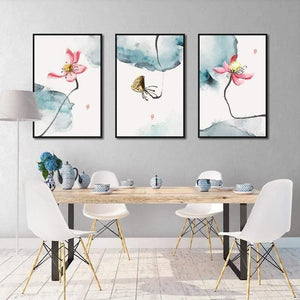 Pink Lotus Poster Chinese Style Elegant Canvas Flower Wall Art Hd Print Painting Home Decoration For Gallery Living Room