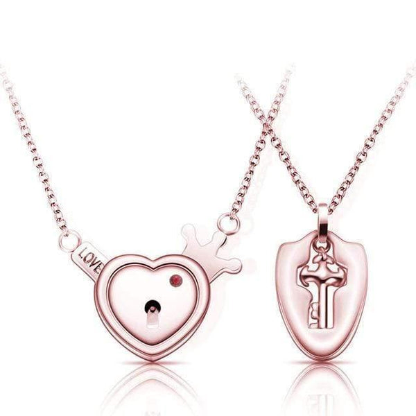 Planet Gates Pink Lovers Jewelry Love Heart Lock Bracelet Stainless Steel Bracelets Bangles Key Pendant Necklace Jewelry Dropshipping